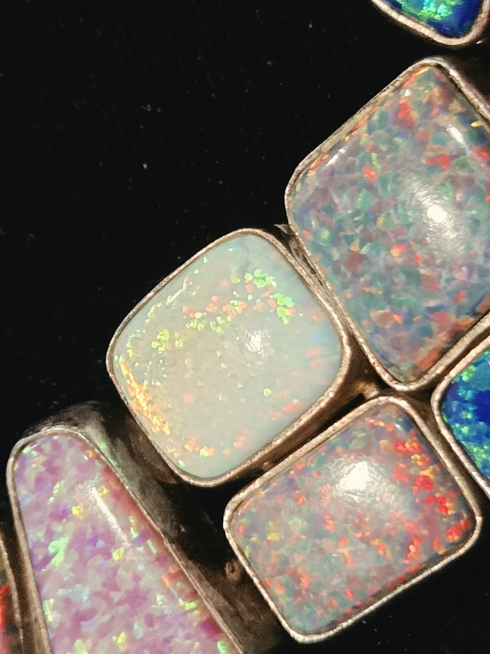Vintage Artisan Sterling Silver Multicolor Statement Necklace 18